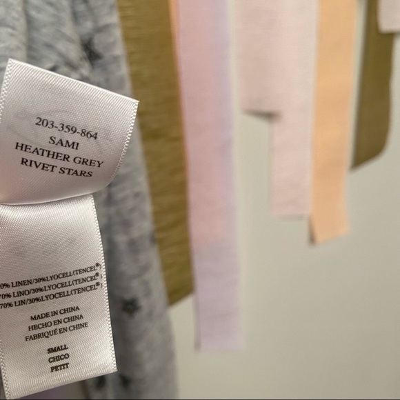 Rails Sami Heather Gray Rivet Stars Long Sleeve Tee Shirt Women’s Small Linen - Picture 8 of 8